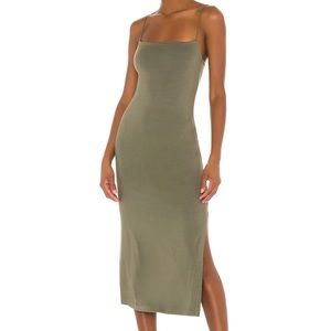 Enza Costa Strappy Side Slit Dress in Military
Size Small